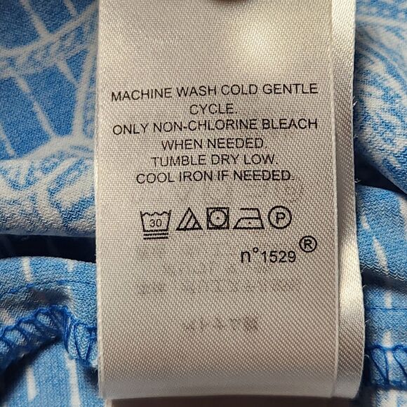 Lauren Ralph Lauren Womens 8 Short Sleeve V Neck Floral Midi Dress Blue White - Picture 6 of 9